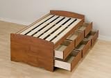 Prepac Monterey Cherry Tall Twin/Mates Platform Storage Bed (6-drawers)