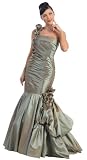 One Shoulder Taffeta Pleated Gown Formal Prom Dress #2763