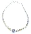 Precious Gem Stone Necklace Citrin Bead Jewelry with Silver Amulet 18 inches (gnklc210b)