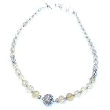 Precious Gem Stone Necklace Citrin Bead Jewelry with Silver Amulet 18 inches (gnklc210b)