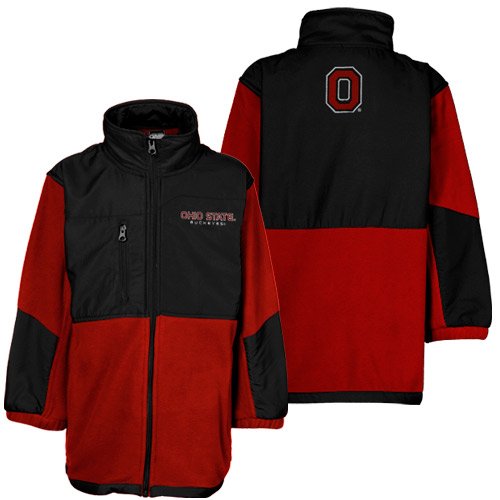 Ohio State Buckeyes Scarlet-Black Polar Fleece Full Zip Jacket (X-Large)