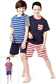 3 Pack Pure Cotton Striped Short Pyjamas