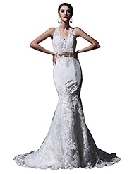 V-neck Floor Length Natural   Waistline Lace Keyhole Mermaid  Dress with a Chapel Train 