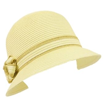 Ladies Upf 50 Beach Summer Sun Cloche Bucket Bell Dual Flower Hat 57cm Ivory