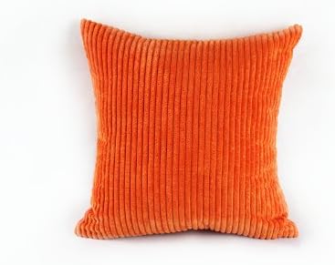 Corduroy Pillow Cases/ Throw Pillow Covers/ Couch Pillow Cases, Multiple Color Choices, 18'*18'. Invisible Zip (orange)