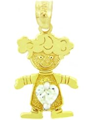 Baby Girl CZ Crystal Clear Heart 10K Yellow Gold Charm