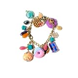 JousJous.com Copper Charms, Turquoise, Orange, Red, & Blue Glass Charms, , Pink, Blue, Purple, Orange Eco Friendly Fabric Flower Charms & Multicolor Thread Charm Bracelet ~ JousJous.com