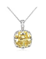 Fancy Gallery Canary CZ Cushion Pendant-18"