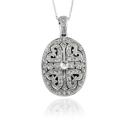 14k White Gold Diamond Locket (1/4 cttw, J-K Color, I2-I3 Clarity), 18
