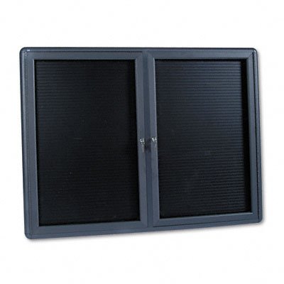 Quartet 2964LM Quartet 2-Door Enclosed Magnetic Directory 48 x 36 Black Gray Frame