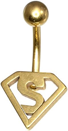 14g Goldtone Insignia Superwoman Belly Button Ring 752