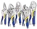 Irwin 538KBSG Vise Grip 5 Piece 10-Inch Straight, 6-Inch Curved, 6-Inch Long Nose, 5-Inch and 7-Inch Curved Jaw with Wire Cutter Soft Grip Locking Plier Set
