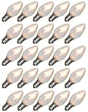 Clear C7 Candelabra Screw (E12) Base Transparent Christmas Holiday Light Bulb Replacement 25 Pack
