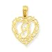 14k Gold I Script Initial in Heart Pendant