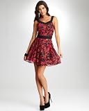 Barbed Garden Chiffon Dress - bebeBLACK - berry multi (S)