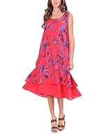 100% lino Vestido Bonnie (Fucsia)