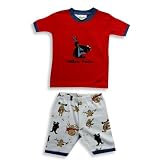 Hatley - Boys Short Sleeve Shortie Pajamas, Red, White
