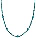 Sterling Silver Blue Zircon Colored Swarovski Elements Bicone and Faceted Round Bead Necklace, 16