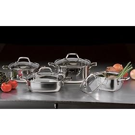 8pc Square Concord Stainless Steel Cookware Set w  Lids by visiondecor Furniture