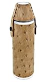 Ostrich Brown Leather Hunting Sportsman Travel Flask Set w/ 2 Cups