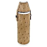Ostrich Brown Leather Hunting Sportsman Travel Flask Set w/ 2 Cups