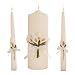 Celebration Candles Wedding Unity Candle Set, 9-inch Pillar Candle with Calla Lily Bouquet, 10-inch matching Taper Candles, White