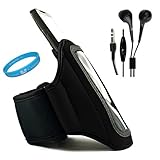 Black Moisture Resistant Protective Neoprene Exercise Workout Armband with  ....