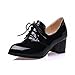 Latasa Womens Elegant Mid-Heel Chunkt Patent Leather Lace-up Oxford Shoes