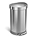 simplehuman 45 Liter/ 12 Gallon Semi-Round Hands-Free Step Trash Can, Brushed