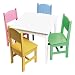 Lipper International 553 Child's 5-Piece Set, White Table with Bead Board Detail on A...