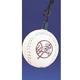 Set of 10 MLB New York Yankees Baseball Novelty Christmas Lights - Green Wire