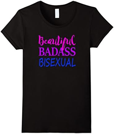 Women's Beautiful Badass Bisexual Bi Pride T-Shirt Tee Shirt Funny Small Black