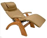 Human Touch Perfect Chair, Manual Base in Maple with a Mocha Leather Cover