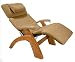 Human Touch Perfect Chair, Electric Base, with Folding Footrest ln Maple with a Mocha Leather Cover