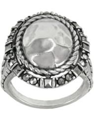 Sterling Silver Marcasite Oval Hammered Ring