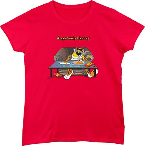 BSW Women's Dangerously Cheesy Cheetos Cheetah Drugs Shirt LRG Cherry Red