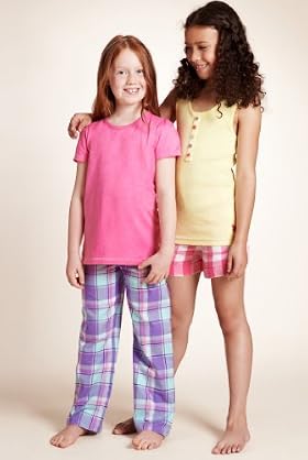 2 Pack - Older Girls' Pure Cotton Assorted Woven Pyjamas