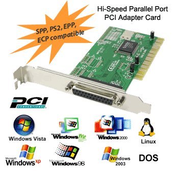 PCI CONTROLLER KARTE FÜR PC: 1 x PARALLEL I/O IEEE 1284 FÜR DRUCKER, SCANNER ETC.