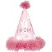Girl's 1st Birthday Party Hat with Marabou Trim