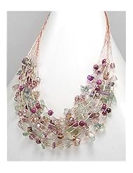 Japanese silk cord Fluorite Necklace In Zinc