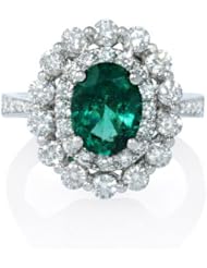 Diamond and Emerald 18k White Gold Ring