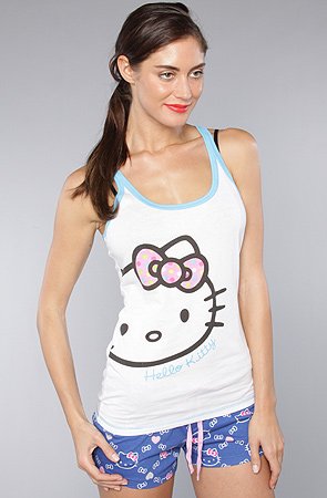 Hello Kitty Intimates The Fluffy Cutie Tank in White and Blue,Sleepwear for Women