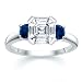 2.01 CT ASSCHER DIAMOND W ROUND BLUE SAPPHIRE RING 18K
