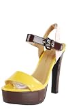 Sabine03 Patent Colorblock Platform Heels YELLOW