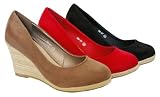 DAMENSCHUHE KEILPUMPS IN WILDLEDEROPTIK MIT KEILABSATZ DAMEN NEU TOP