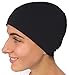 Soft Jersey Blend Sleep Hat Comfortable Soft Hat Liner Beanie Skull Cap Chemo Hair Loss Head Covering (Black, Medium)