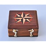 Small Hardwood Case with Hand Inlaid Compass Rose