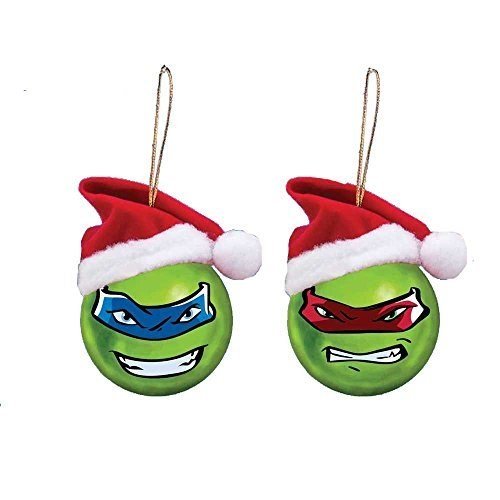 Kurt Adler 60mm Teenage Mutant Ninja Turtles Shatterproof Ball Ornament W/santa Hat 2/asstd: Leo & Ralph.