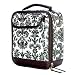 BLACK & WHITE insulated PARIS fleur d lis damask lunch TOTE school insulated BAG NEW