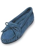 Minnetonka Storm Blue Suede Kilty Moccasins